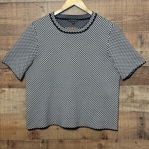Adrianna Papell Checkered Cropped Sweater Shirt size Medium